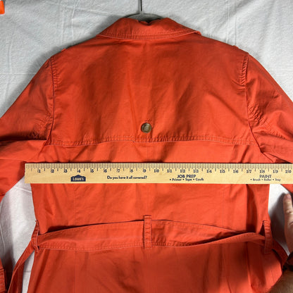 LOFT Petite Vibrant Coral Orange Trench Coat - Women’s LP - Striped Lining - Spring Jacket