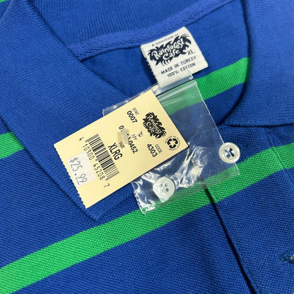 NWT Rainforest Cafe Men's XL Striped Polo Shirt Blue & Green Souvenir
