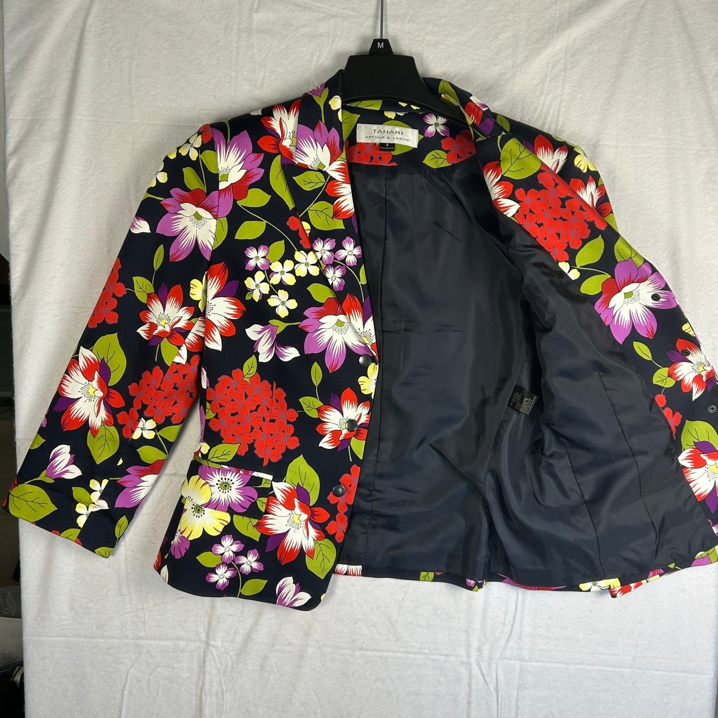 Tahari Arthur S. Levine Blazer Women's Floral Multi-Color Lined Snap Coat