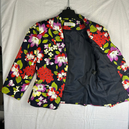Tahari Arthur S. Levine Blazer Women's Floral Multi-Color Lined Snap Coat