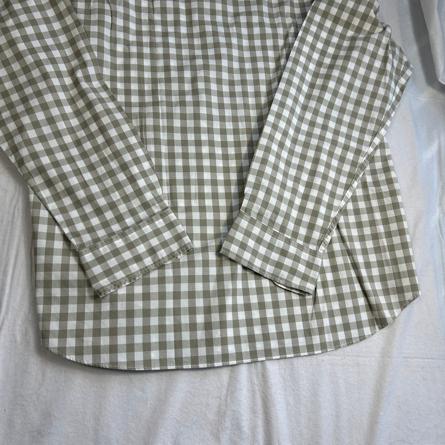 J.CREW Men's Flex Washed Gingham Button Down Shirt - XL Classic Fit - Tan & White