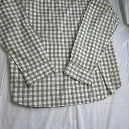 J.CREW Men's Flex Washed Gingham Button Down Shirt - XL Classic Fit - Tan & White