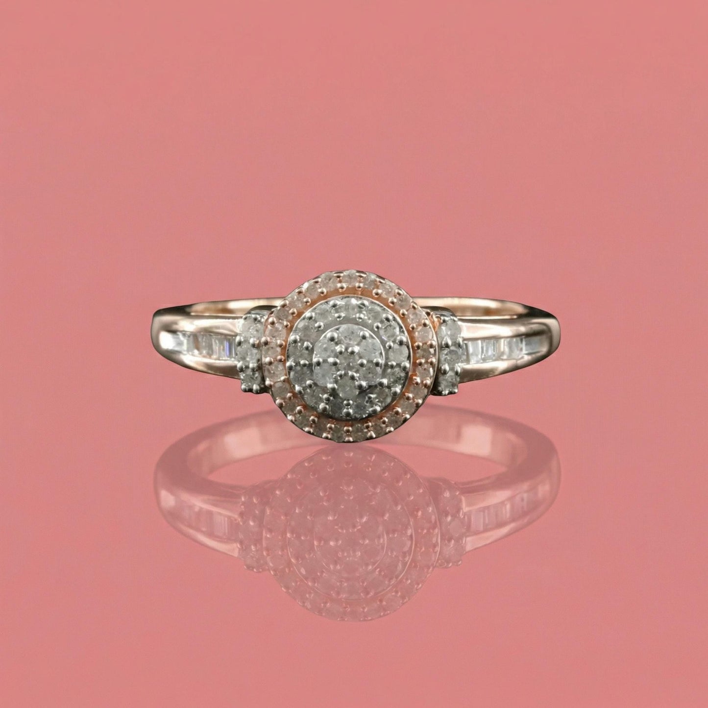 Vintage Rose-Tone Sterling Silver & Diamond Band