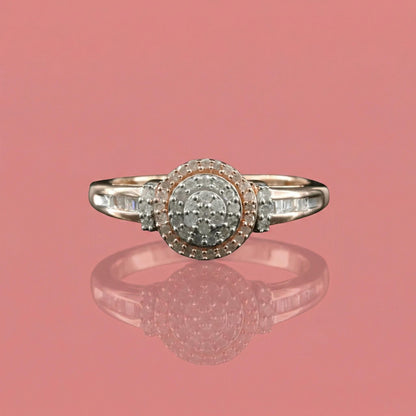 Vintage Rose-Tone Sterling Silver & Diamond Band
