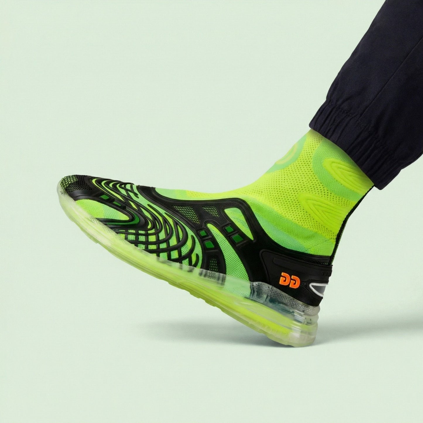 Auth GUCCI Ultrapace R Mid-Top Neon Reflective Sock Sneakers - With Box & Papers