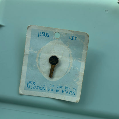 Vintage "Jesus Key" Enamel Pin New on Original Card Religious Salvation Jewelry