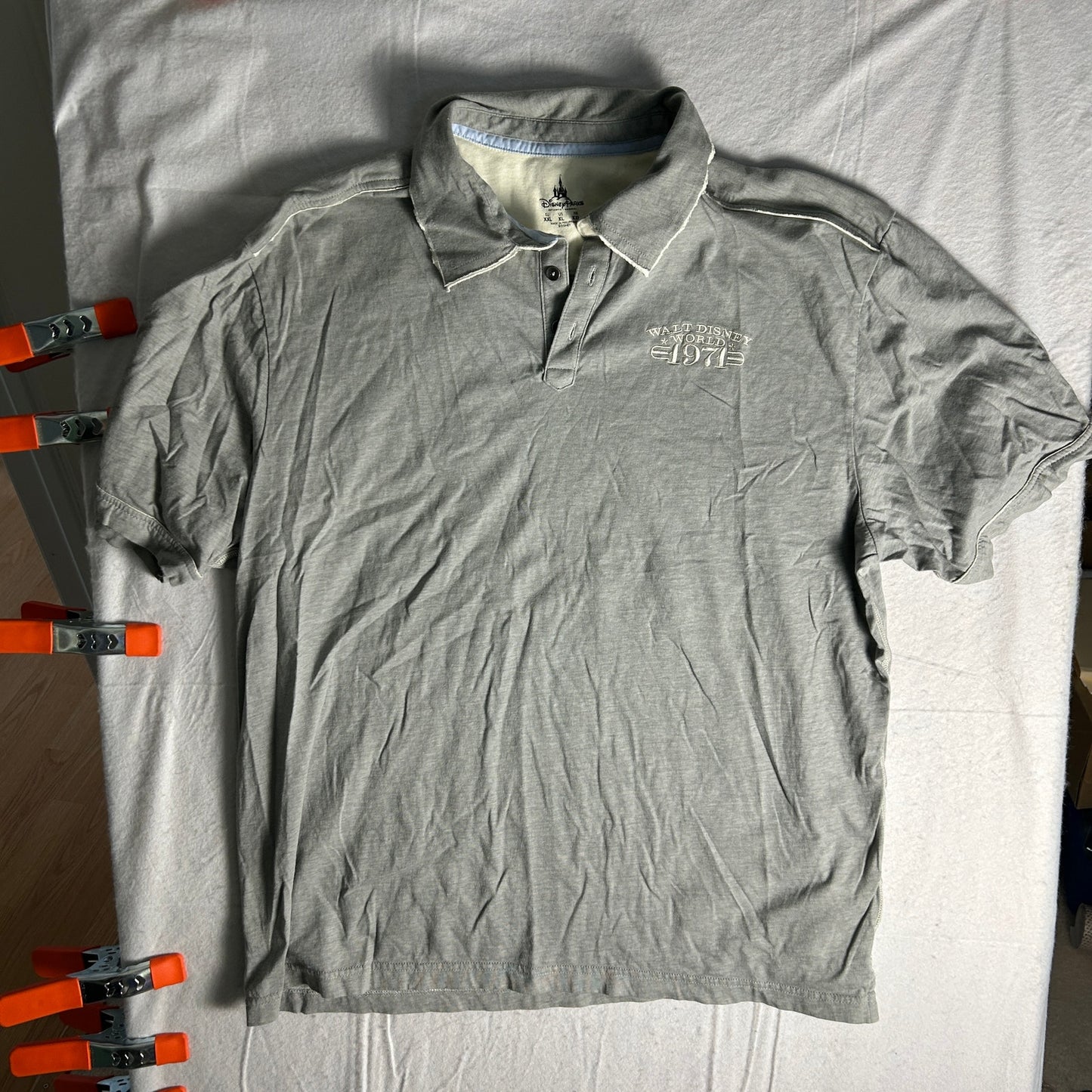 Disney Parks Walt Disney World 1971 Embroidered Polo Mens Size XL Gray
