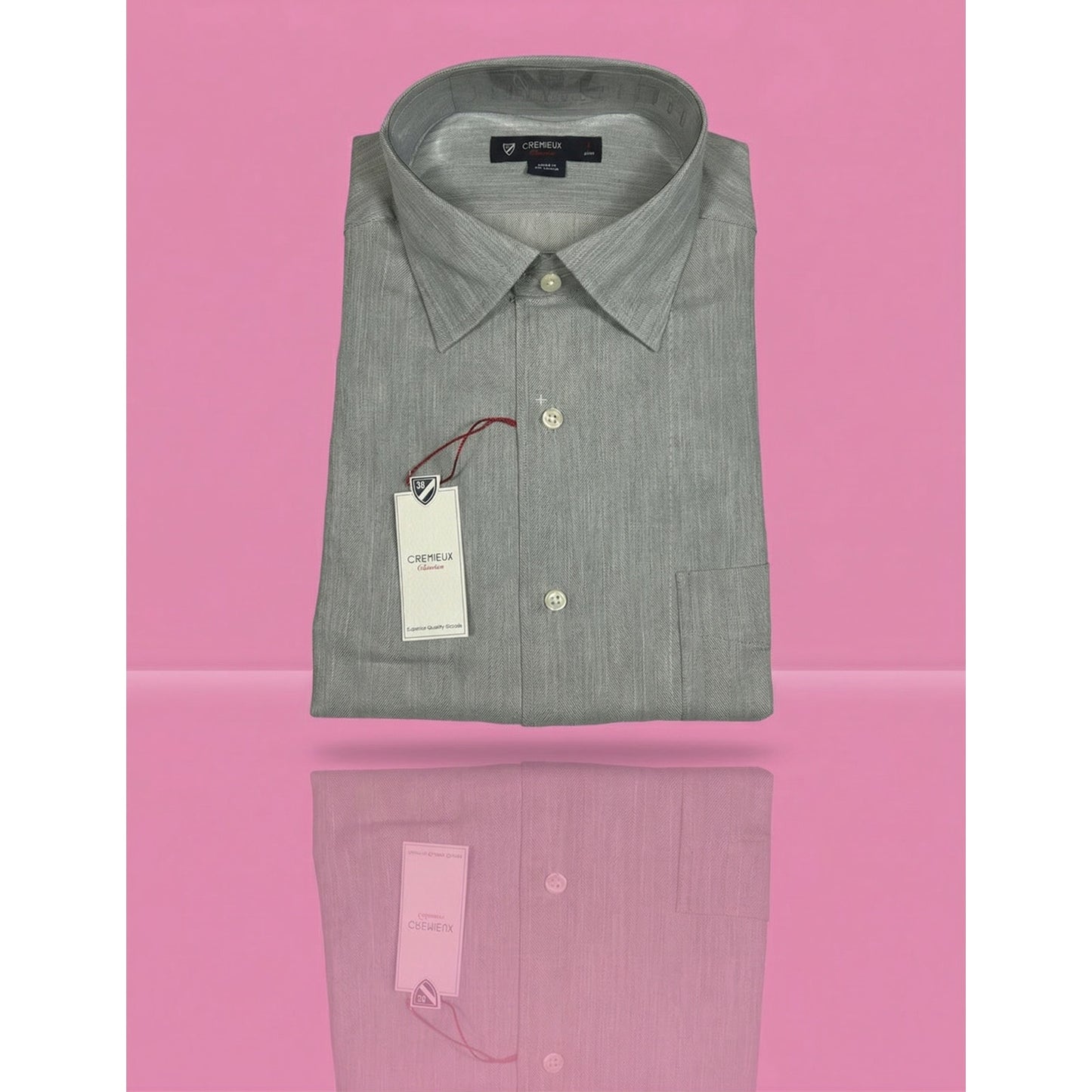 NWT Daniel Cremieux Classics Men's Large Grey Herringbone Button Down Dress Shirt