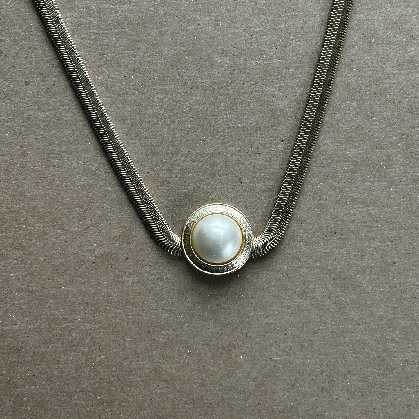 Park Lane Gold Tone Snake Chain Necklace with Imitation Pearl Pendant