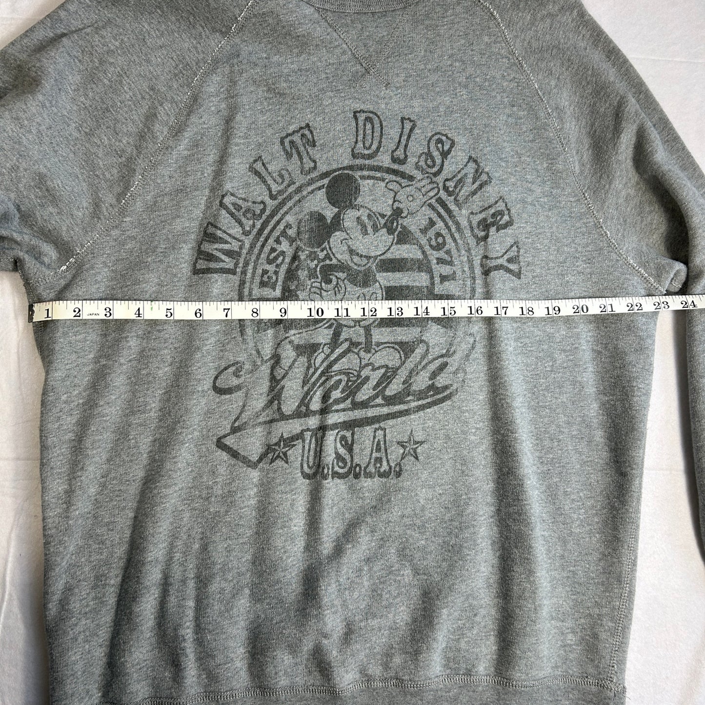 Disney Parks Authentic Original Mickey Mouse Raglan Sweatshirt, Gray, Size Large