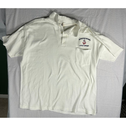 Vintage 90s Spider Bay Marina Little Current Polo Shirt, White Single Stitch, XL