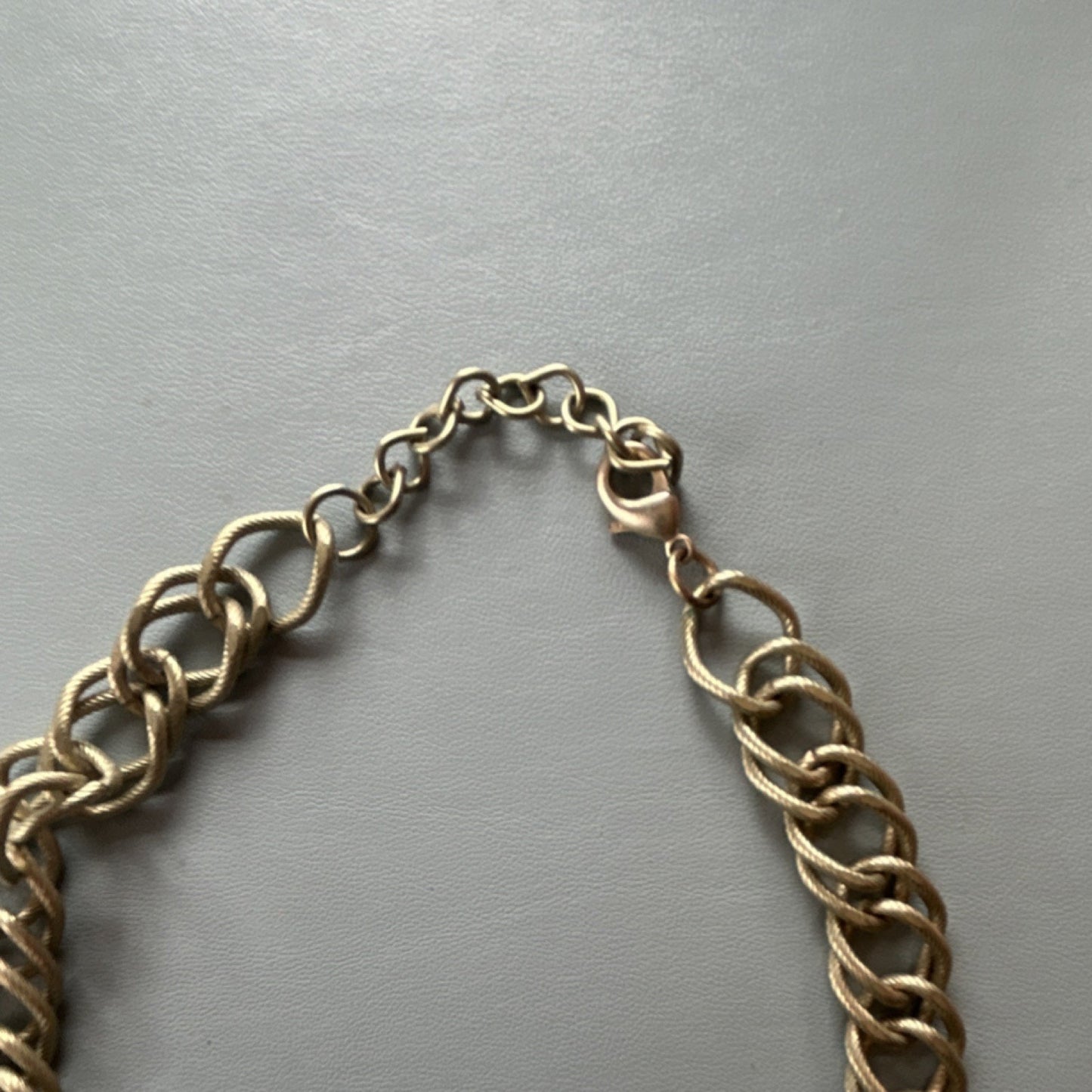 Gold and Silver Beaded Statement Necklace, Curb Link Chain, Lobster Closure