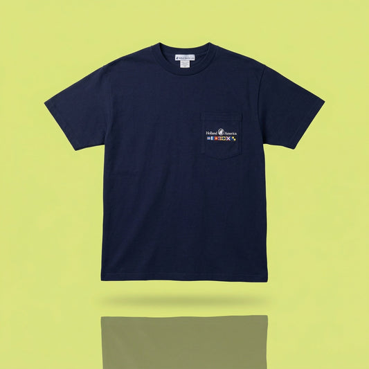 NWT Holland America Line Men's XL Navy Blue Pocket T-Shirt Embroidered Logo