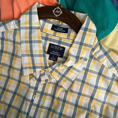 Vintage J. Crew Flex Washed Button Down Shirt Size L, Slim Untucked Spring Shirt