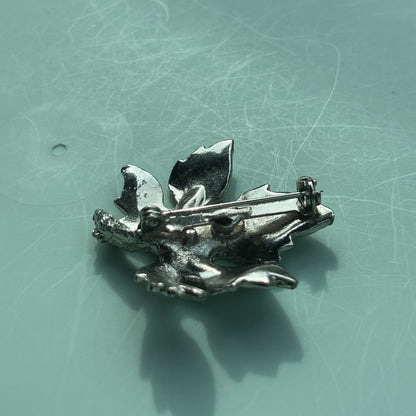Vintage Silver-Tone Leaf Brooch | Textured Maple Leaf Pin | Mid-Century Jewelry