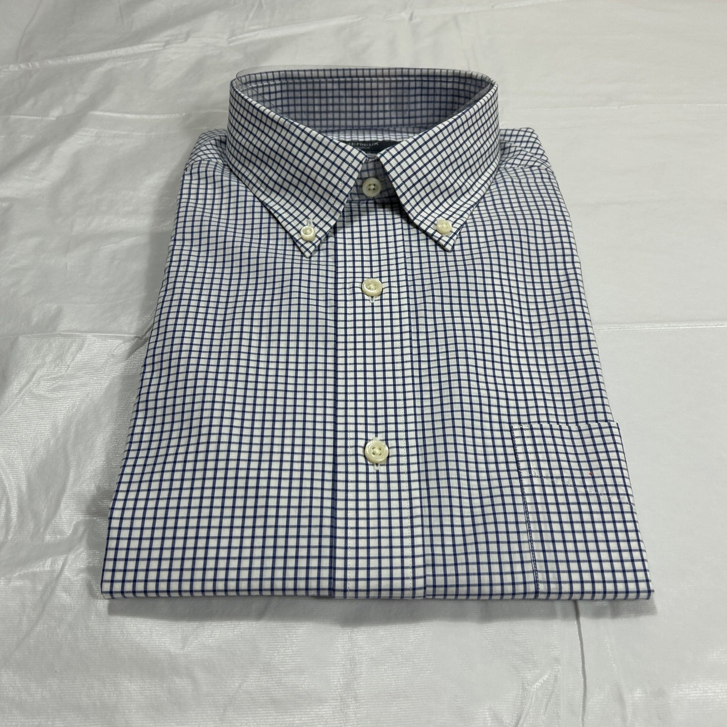 NWT Daniel Cremieux Classics Men's Large Blue White Graph Paper Dress Shirt