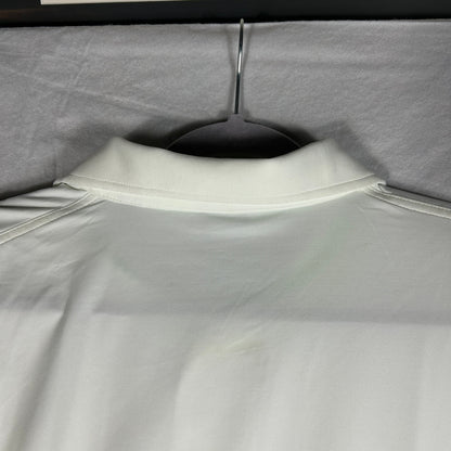 Dunning Golf Men's Large Performance Polo Shirt White with Green & Gray Stripes