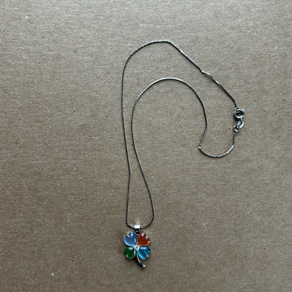 18k Gold Plated Gemstone Four-Leaf Clover Pendant Necklace