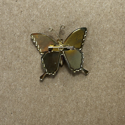 Multicolor Enamel Butterfly Brooch Pin with Metal Accent, 2 Inch