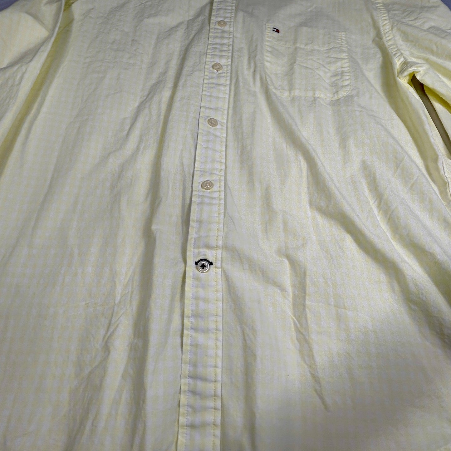 Tommy Hilfiger Men's XL Classic Fit Casual Button Down, Yellow Check Long Sleeve
