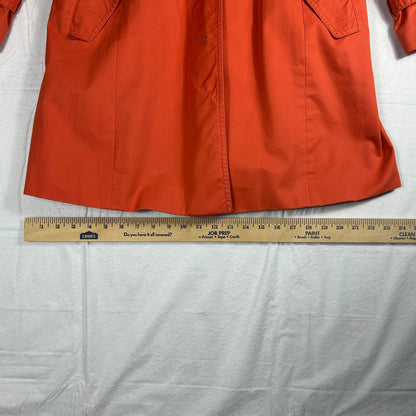 LOFT Petite Vibrant Coral Orange Trench Coat - Women’s LP - Striped Lining - Spring Jacket