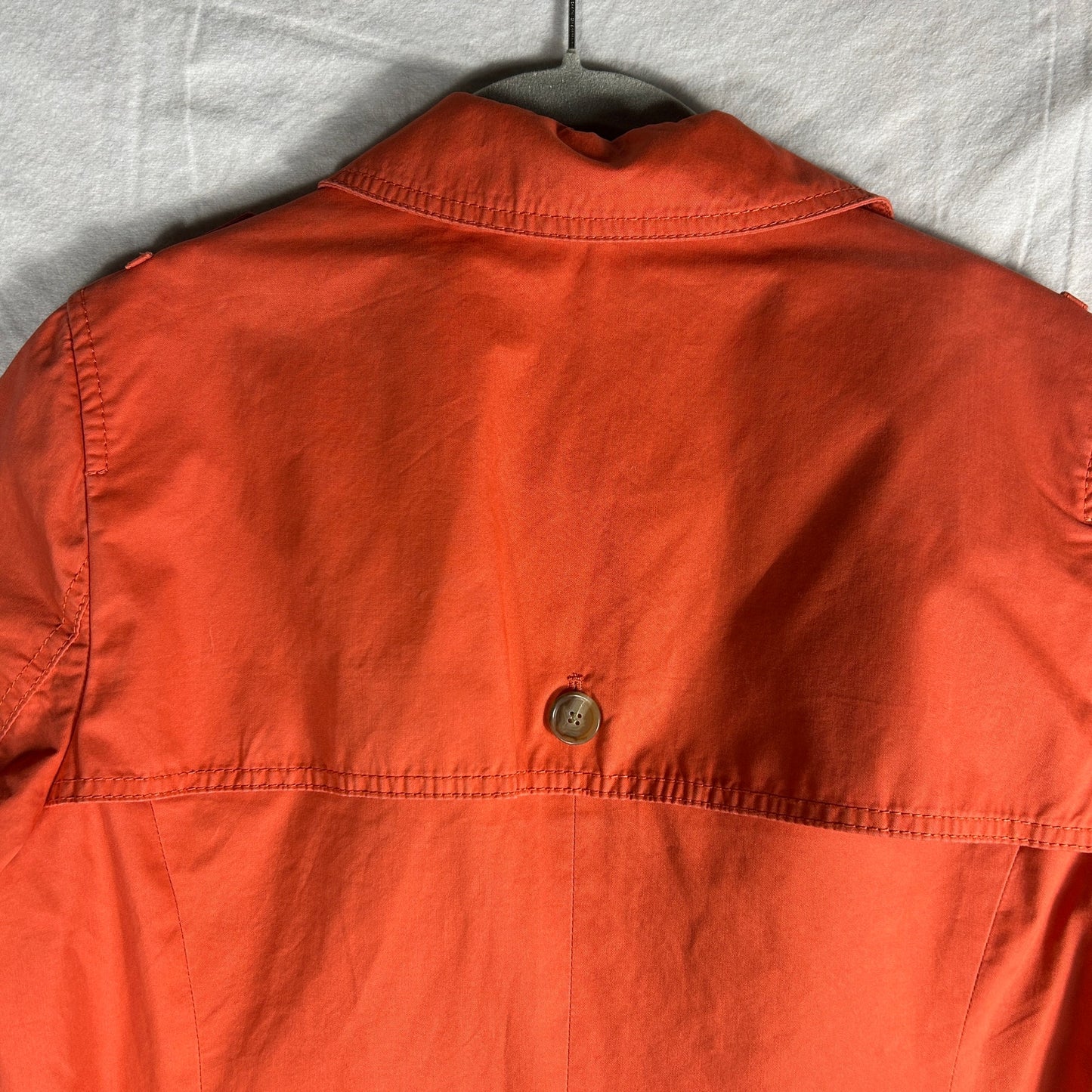 LOFT Petite Vibrant Coral Orange Trench Coat - Women’s LP - Striped Lining - Spring Jacket