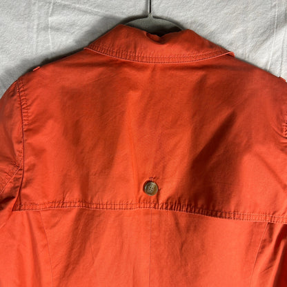 LOFT Petite Vibrant Coral Orange Trench Coat - Women’s LP - Striped Lining - Spring Jacket