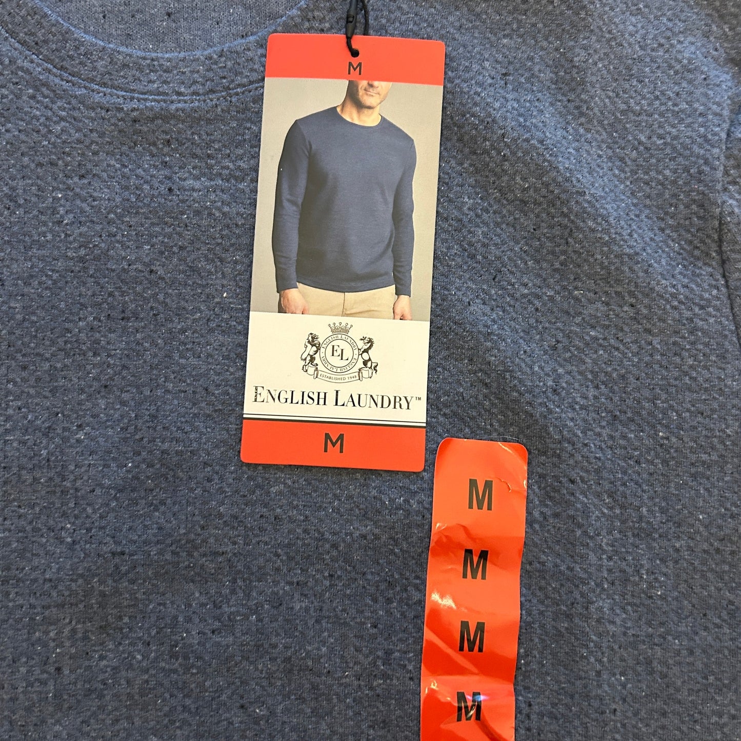 NWT English Laundry Men's Long Sleeve Comfort Stretch Pullover - Blue - Medium