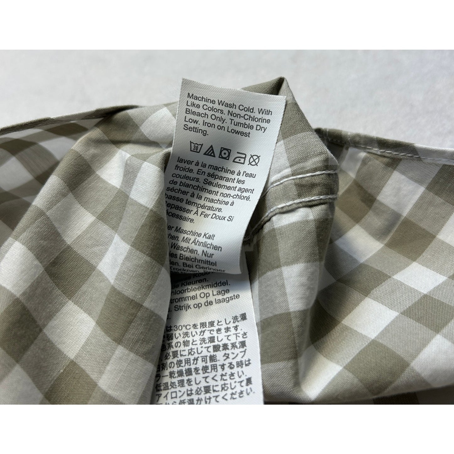 J.CREW Men's Flex Washed Gingham Button Down Shirt - XL Classic Fit - Tan & White