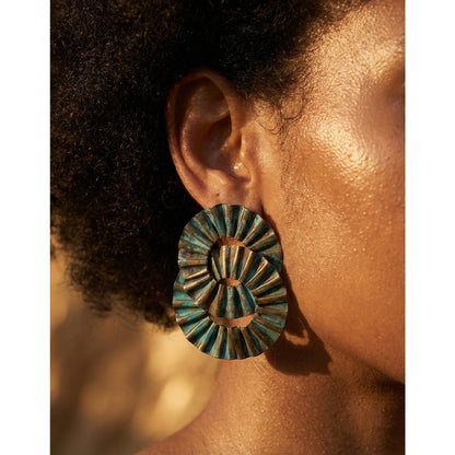Vintage Brutalist Patina Copper Clip-On Earrings