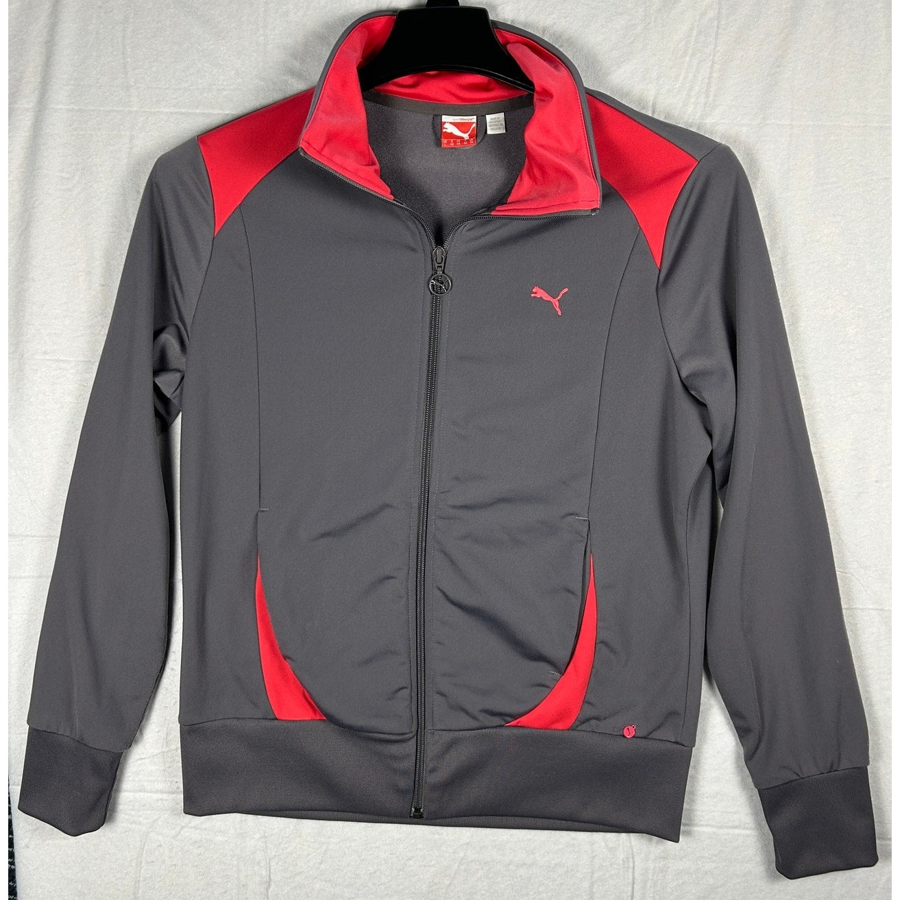 Puma Women’s SportLifestyle Full-Zip Track Jacket - Gray & Hot Pink - Size Large