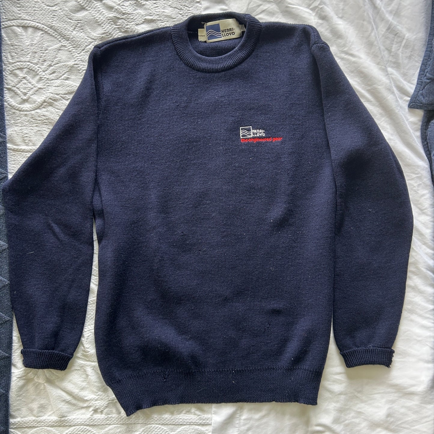 Vintage Henri-Lloyd Made in Scotland Crewneck Sweater | XL | Navy Blue Wool Knit