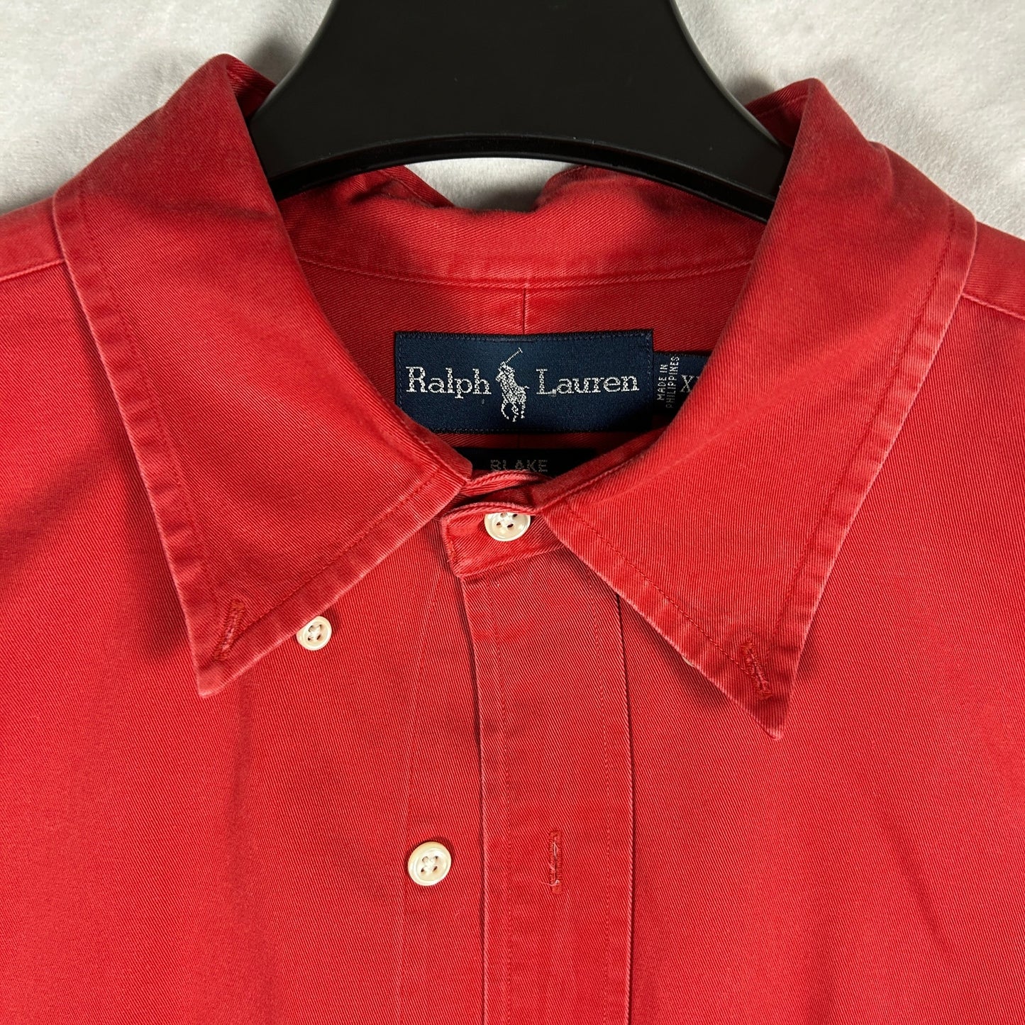 Vintage Ralph Lauren "Blake" Button-Down Shirt, Red Two-Ply Cotton, Men’s XL