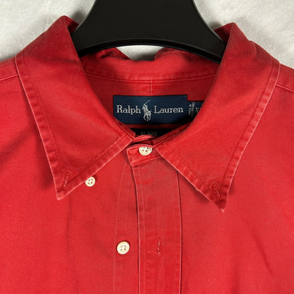 Vintage Ralph Lauren "Blake" Button-Down Shirt, Red Two-Ply Cotton, Men’s XL