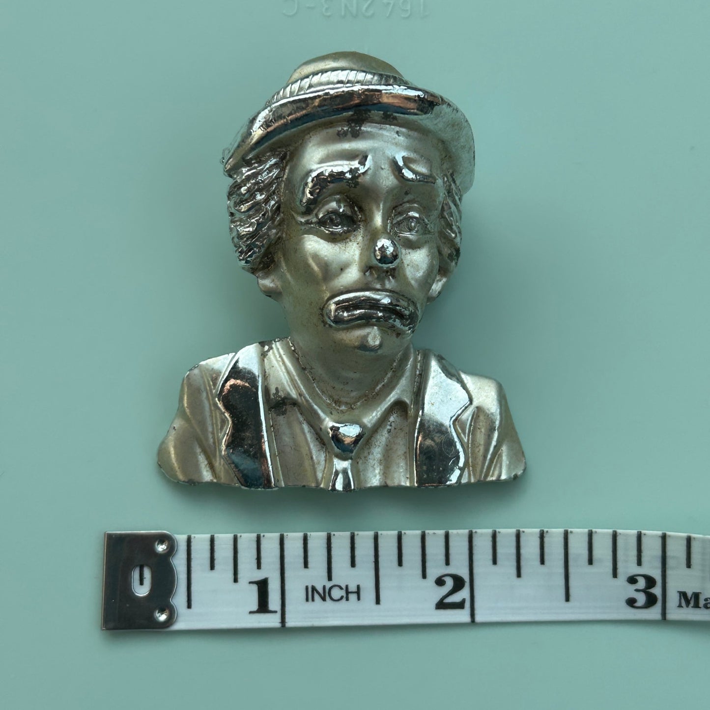 Vintage Emmett Kelly Sad Clown Brooch - Silver Tone Sad Pierrot Hobo Clown Pin - 2.25" Mid-Century Figural Jewelry