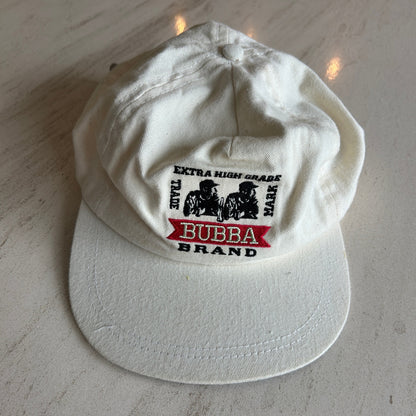 Vintage Bubba Brand Extra High Grade Baseball Hat - Made in USA - Cream Canvas