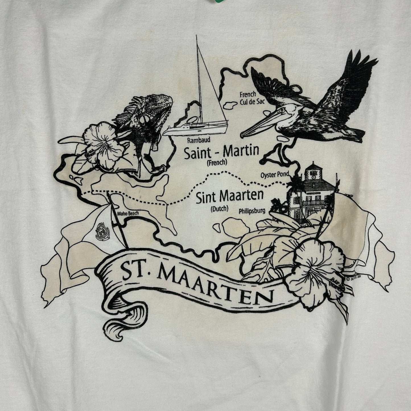 NWT Del Sol Color-Changing St. Maarten Map T-Shirt - XXL - Caribbean Souvenir