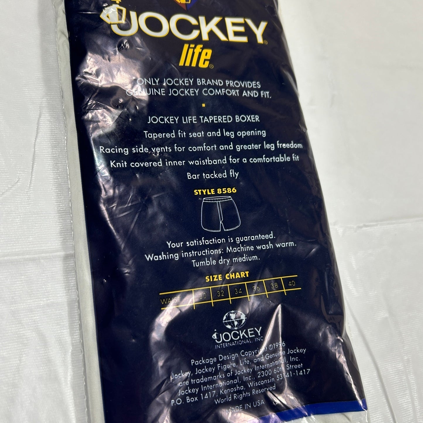 Vintage Jockey Life Men’s Tapered Boxers Size 34 White NIP New In Package, NWT