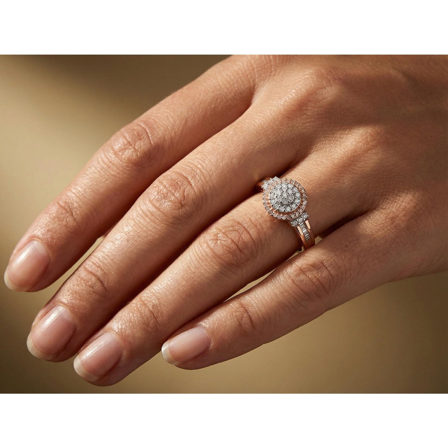 Vintage Rose-Tone Sterling Silver & Diamond Band
