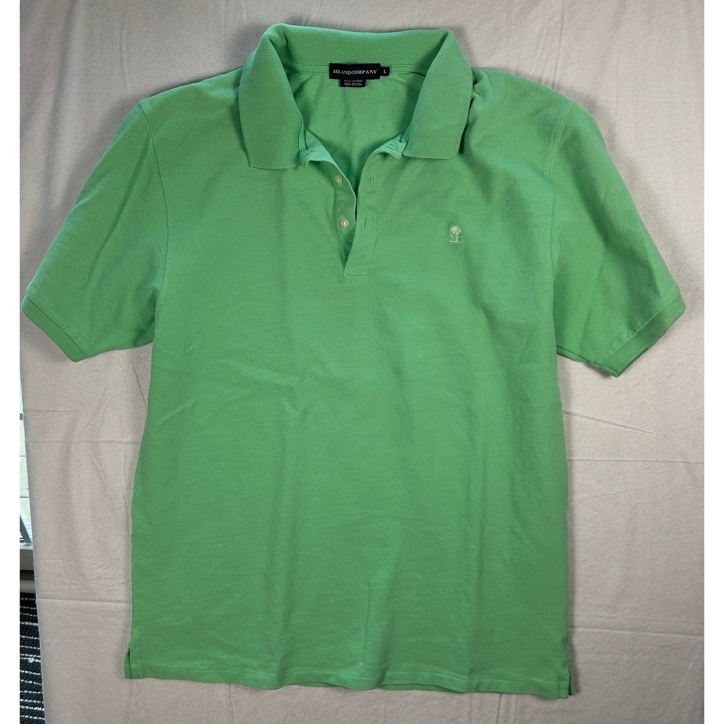 Island Company Men’s Pique Polo Shirt - Island Green - Embroidered Logo - Size Large