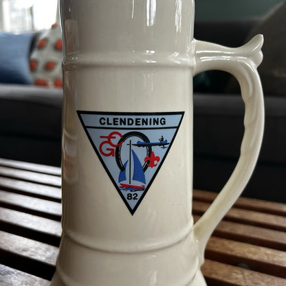 Clendening 82 Ceramic Beer Stein Vintage Sailing Motif Breweriana Collectible