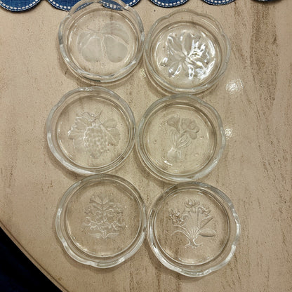 Vintage Hirota Glass Japan Byron Stacking Coasters Set of 6