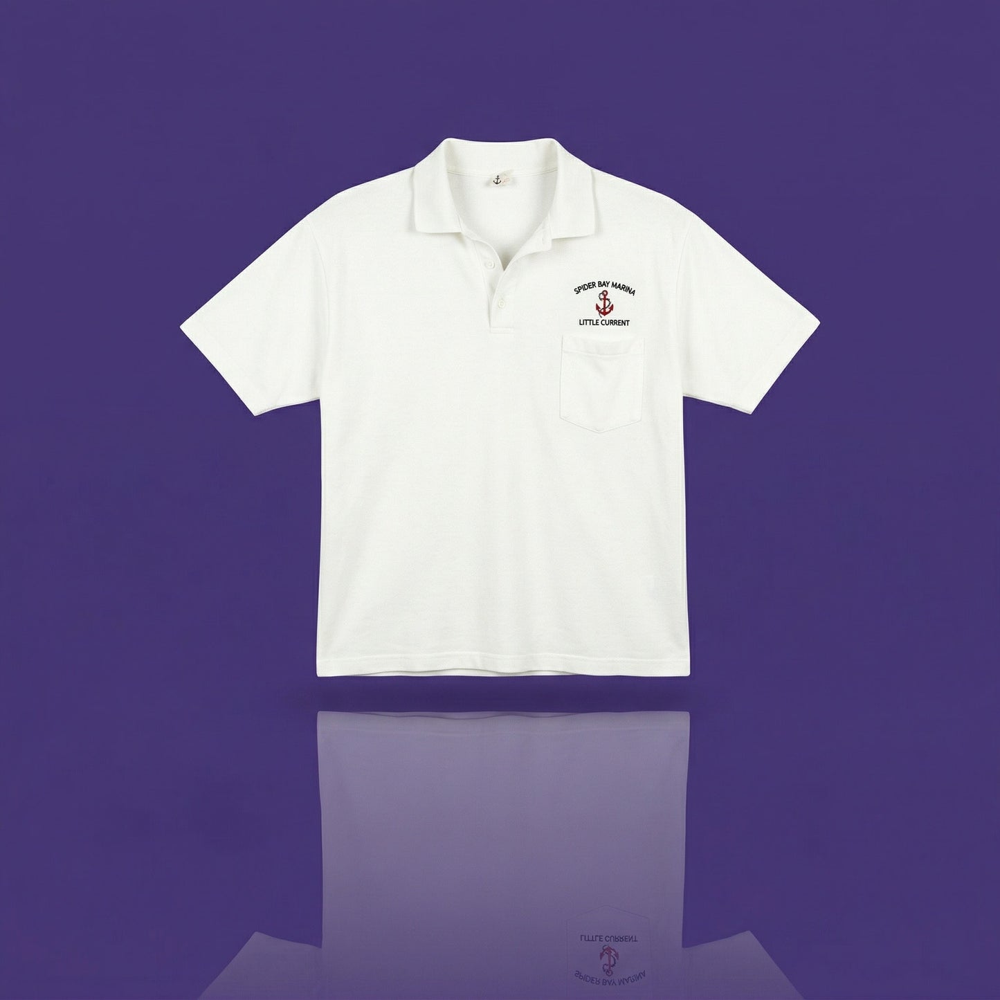 Vintage 90s Spider Bay Marina Little Current Polo Shirt, White Single Stitch, XL