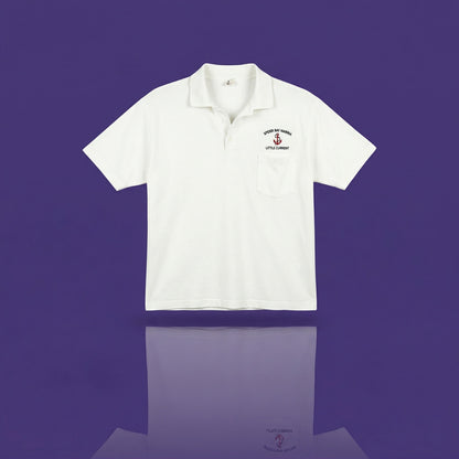Vintage 90s Spider Bay Marina Little Current Polo Shirt, White Single Stitch, XL