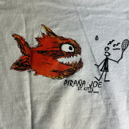 Pirana Joe St Kitts West Indies Tennis Graphic T-Shirt Mens Size XL White