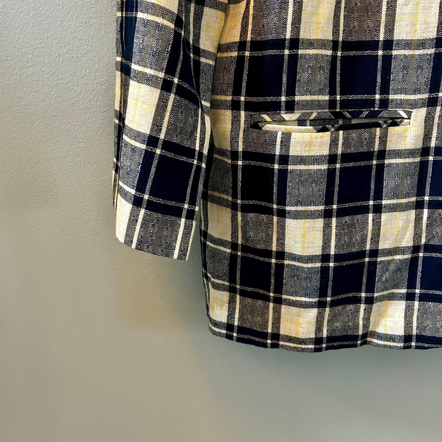 Modern Essentials Women’s Large Plaid Blazer Blue Oversized