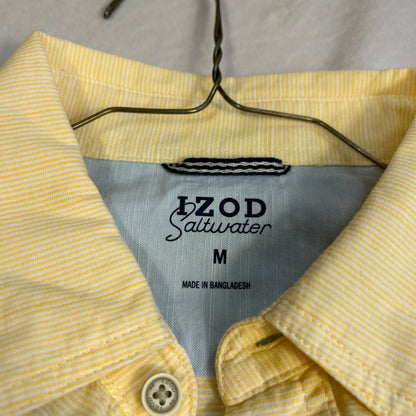 IZOD Saltwater Men’s Short Sleeve Button Down Shirt, Pastel Yellow, Size Medium