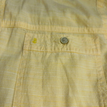 IZOD Saltwater Men’s Short Sleeve Button Down Shirt, Pastel Yellow, Size Medium