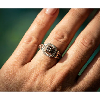 Sterling Silver & Fancy Brown Diamond Ring