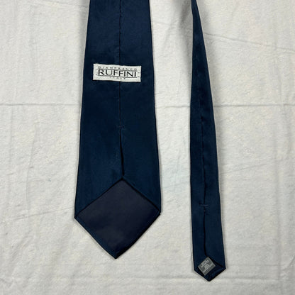 Gianfranco Ruffini Italy Men’s Silk Tie - Solid Navy Blue - Elegant Formal Necktie
